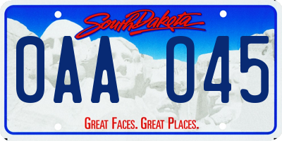 SD license plate 0AAO45