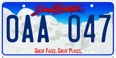 SD license plate 0AAO47