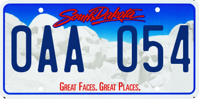 SD license plate 0AAO54