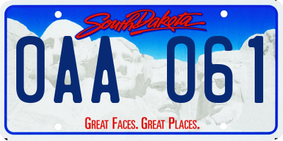 SD license plate 0AAO61