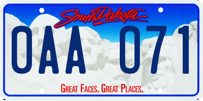 SD license plate 0AAO71