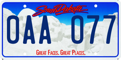 SD license plate 0AAO77