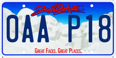 SD license plate 0AAP18
