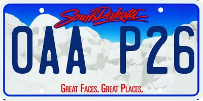 SD license plate 0AAP26