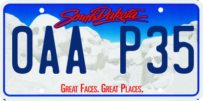 SD license plate 0AAP35