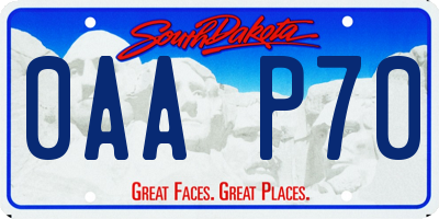 SD license plate 0AAP70