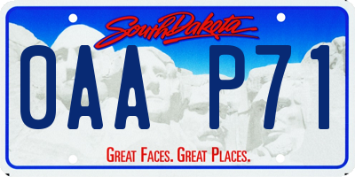 SD license plate 0AAP71