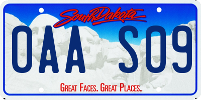 SD license plate 0AAS09