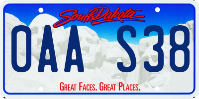 SD license plate 0AAS38