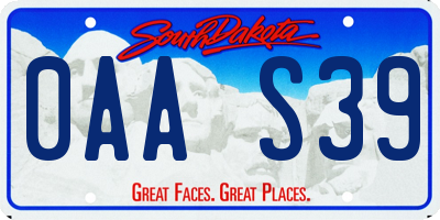 SD license plate 0AAS39