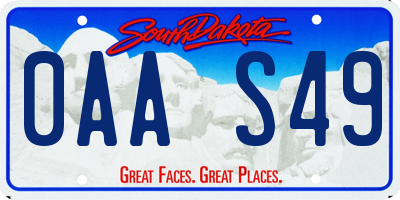 SD license plate 0AAS49