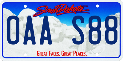 SD license plate 0AAS88