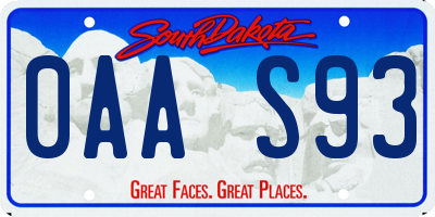 SD license plate 0AAS93