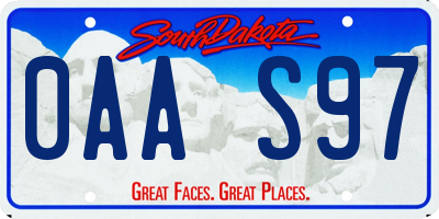 SD license plate 0AAS97