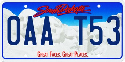 SD license plate 0AAT53