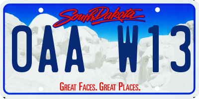 SD license plate 0AAW13