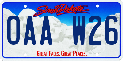SD license plate 0AAW26