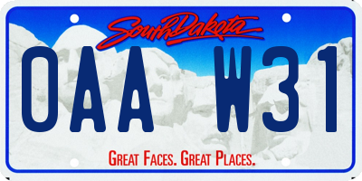 SD license plate 0AAW31