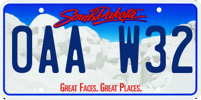 SD license plate 0AAW32
