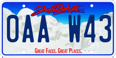 SD license plate 0AAW43