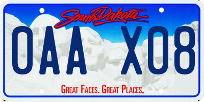 SD license plate 0AAX08