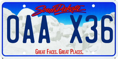 SD license plate 0AAX36