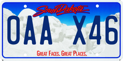 SD license plate 0AAX46