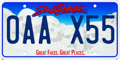 SD license plate 0AAX55