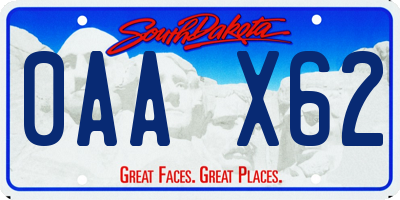 SD license plate 0AAX62