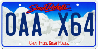 SD license plate 0AAX64