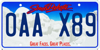 SD license plate 0AAX89