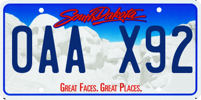 SD license plate 0AAX92