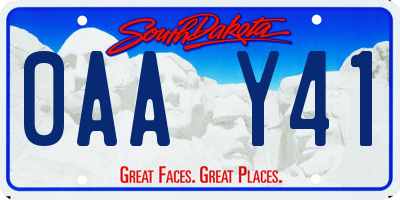 SD license plate 0AAY41