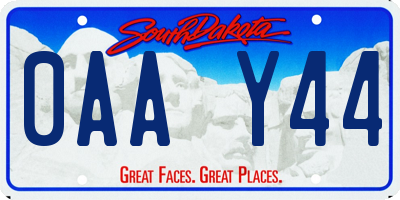 SD license plate 0AAY44