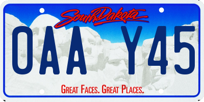 SD license plate 0AAY45