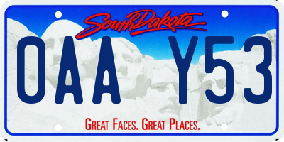 SD license plate 0AAY53