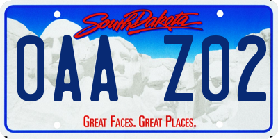 SD license plate 0AAZ02
