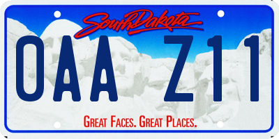 SD license plate 0AAZ11