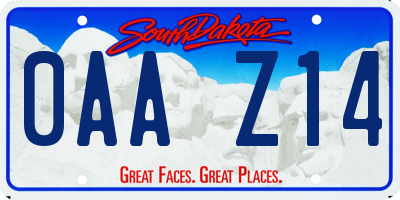 SD license plate 0AAZ14