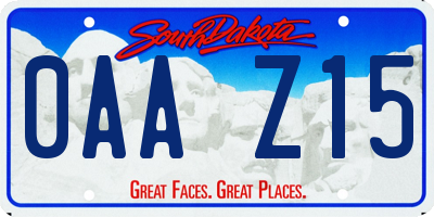 SD license plate 0AAZ15