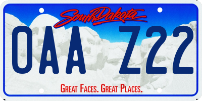 SD license plate 0AAZ22