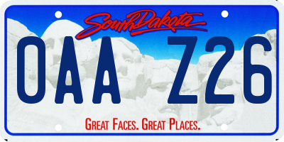 SD license plate 0AAZ26