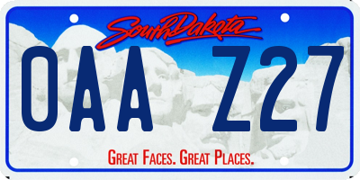 SD license plate 0AAZ27