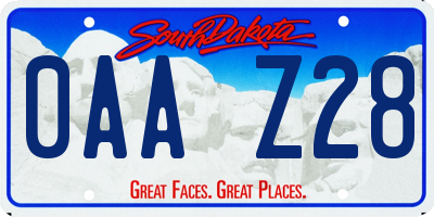 SD license plate 0AAZ28