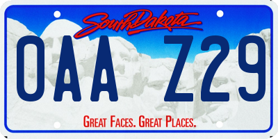 SD license plate 0AAZ29
