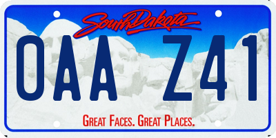 SD license plate 0AAZ41