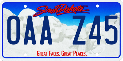 SD license plate 0AAZ45