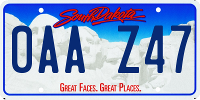 SD license plate 0AAZ47