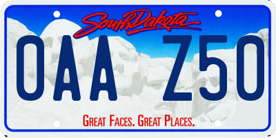 SD license plate 0AAZ50