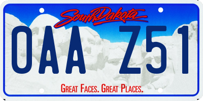 SD license plate 0AAZ51